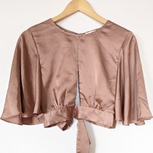Crop Top Tie Back Satin Blouse Flirty